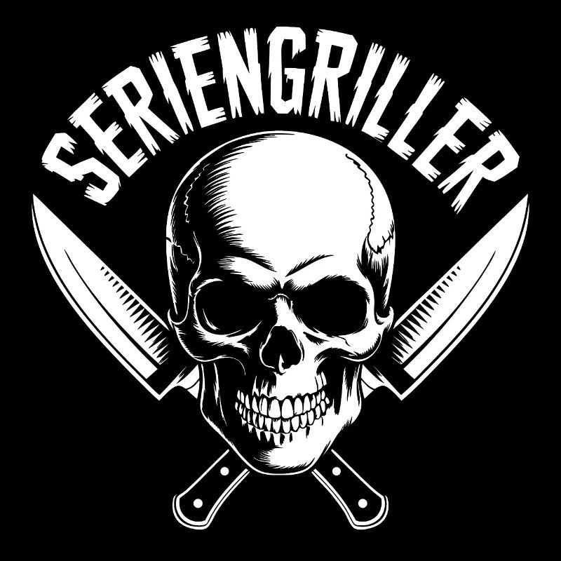 Seriengriller Skull mit Küchenmessern