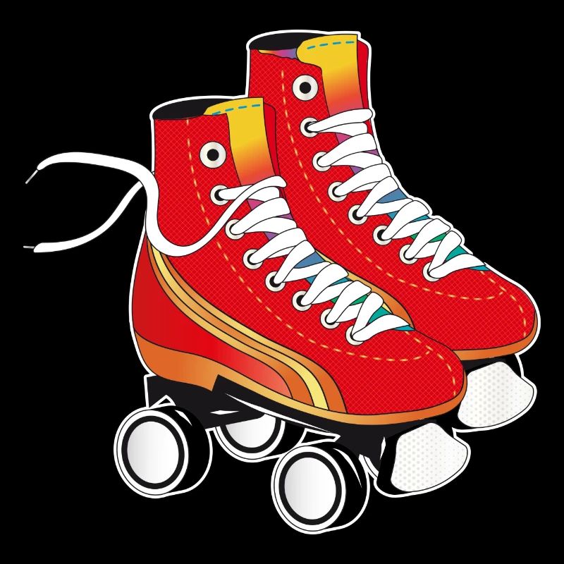 Ein Paar Rollschuhe in auffälligem Rot