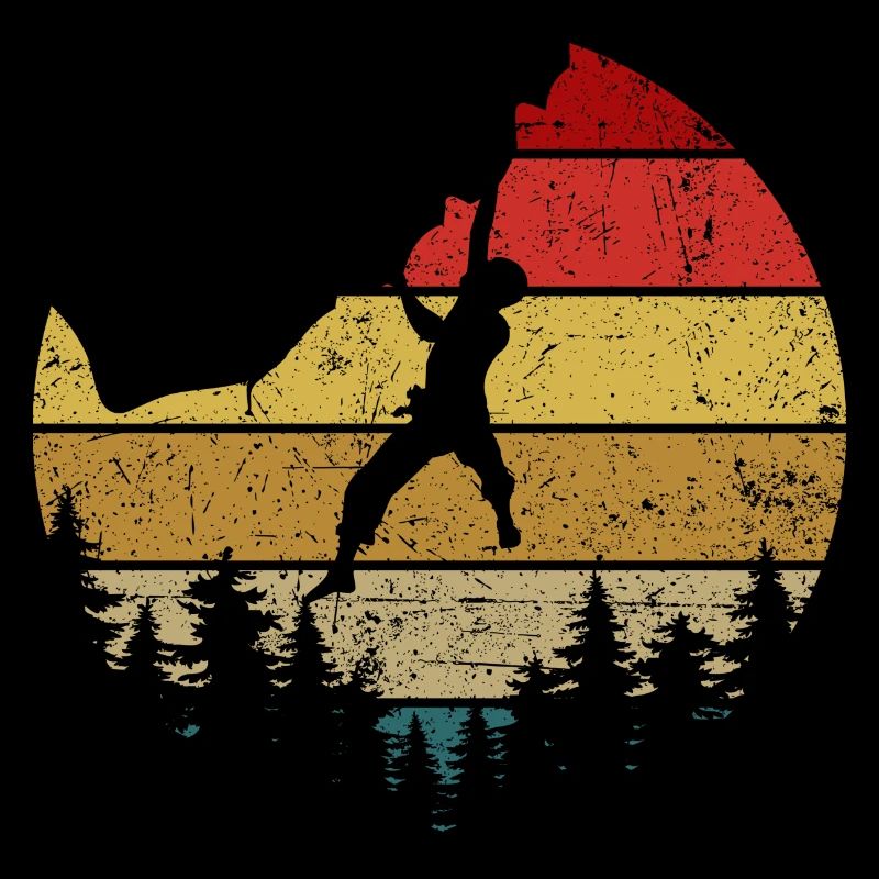 Climber Sunset Retro Silhouette