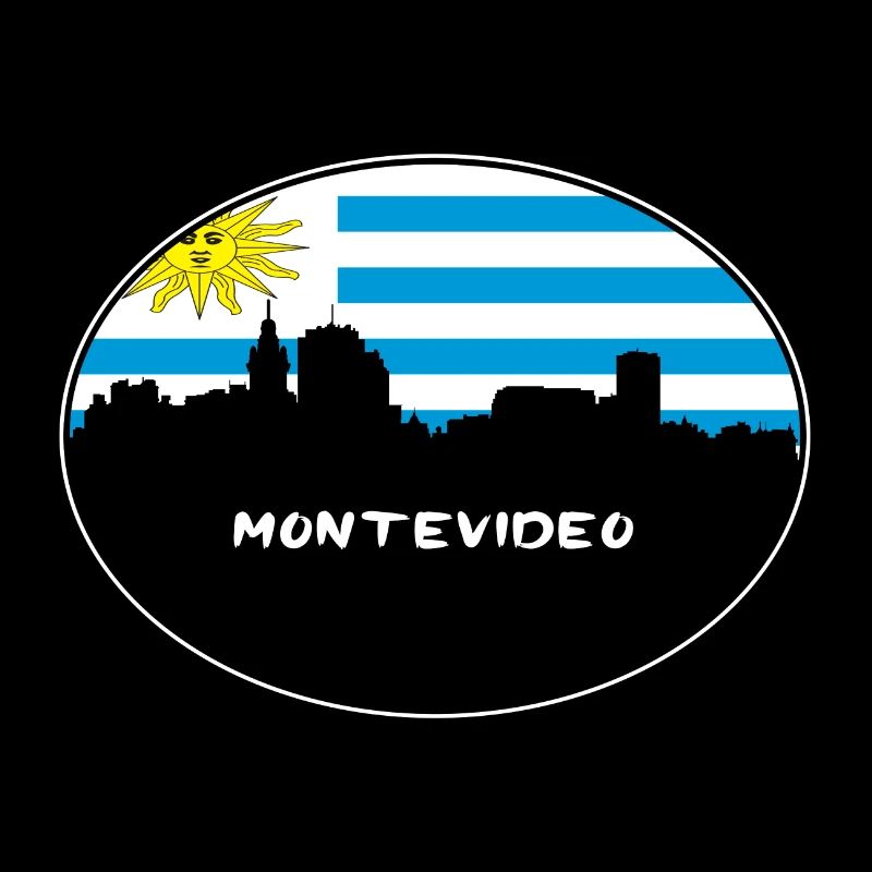 Montevideo-Uruguay-Flaggen-Skyline-Schattenbild-Reise