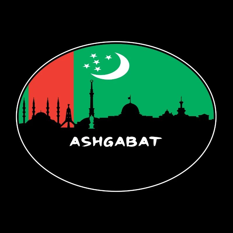 Achgabat Turkménistan Drapeau Skyline Silhouette Trav