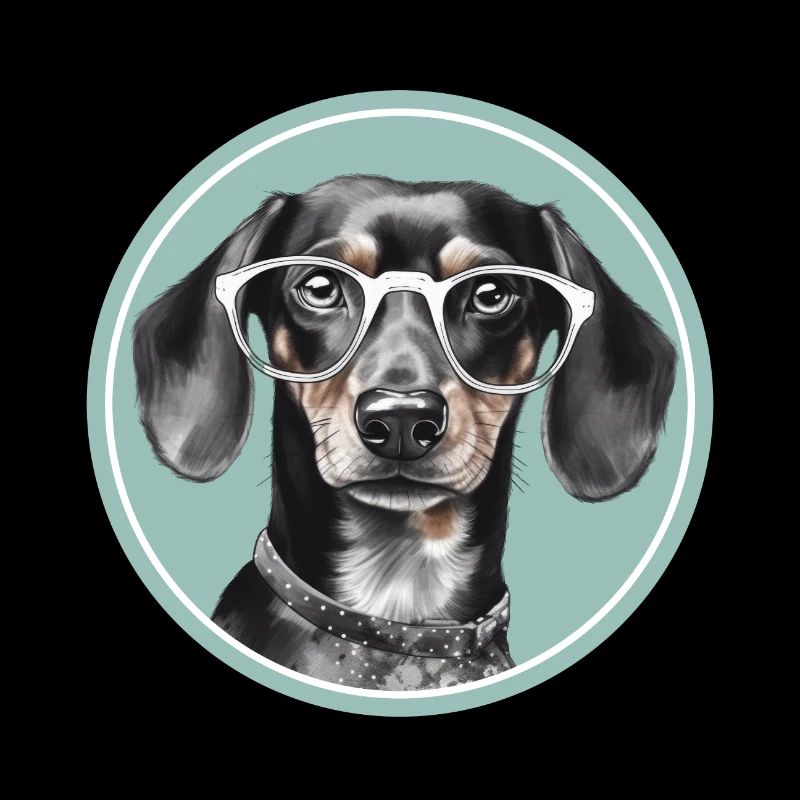 Mignon chien teckel avec des lunettes pour éventail teckel