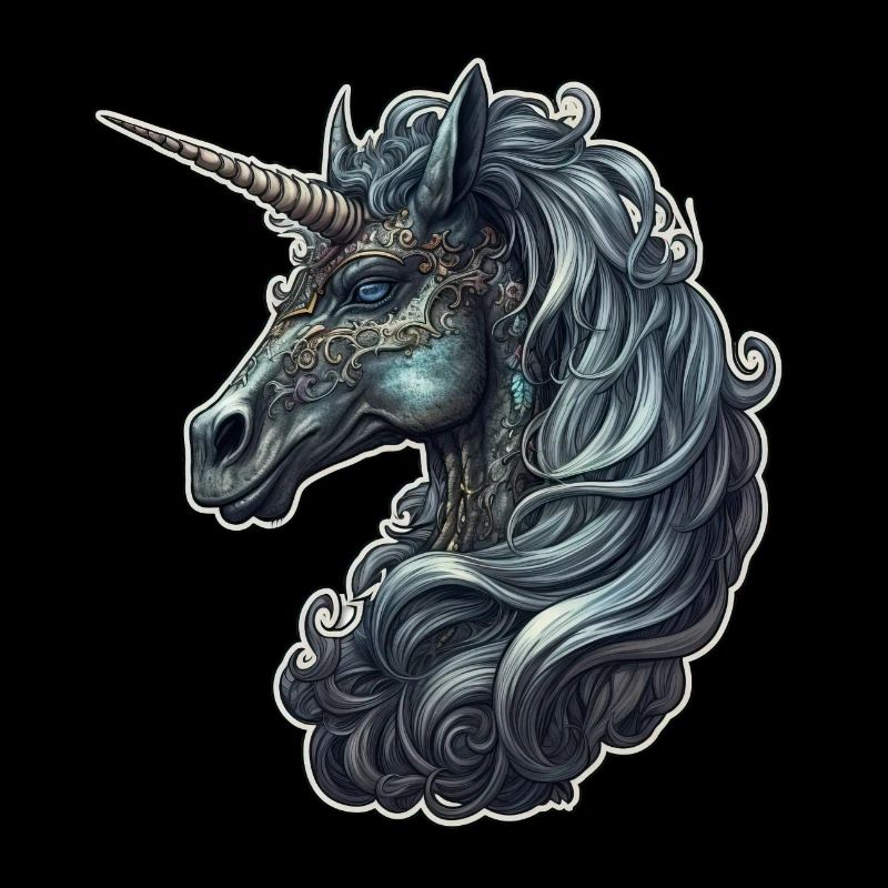 Goth Gothic Einhorn Mystisch Horror Schwarz