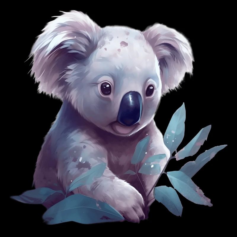 Koala mignon à la feuille d’eucalyptus