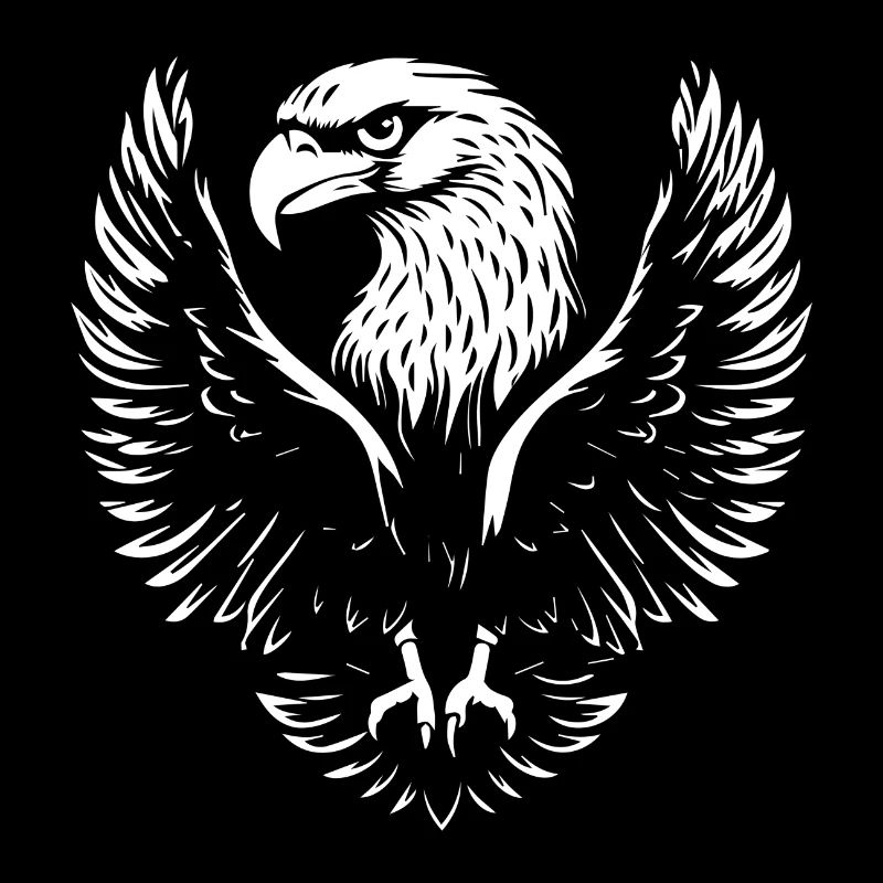 Eagle head with wide wings