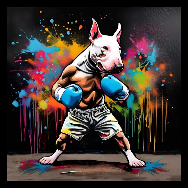 Boxeur Bull Terrier anglais dans une position de boxe