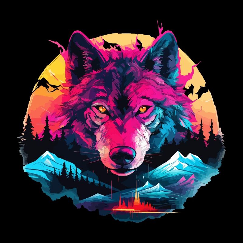 Wolf Wolf Head Wolves Wolf Pack Nature Neon Colorful