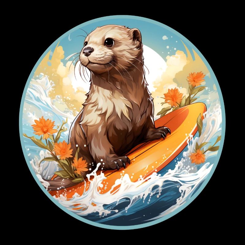 Otter on surfboard