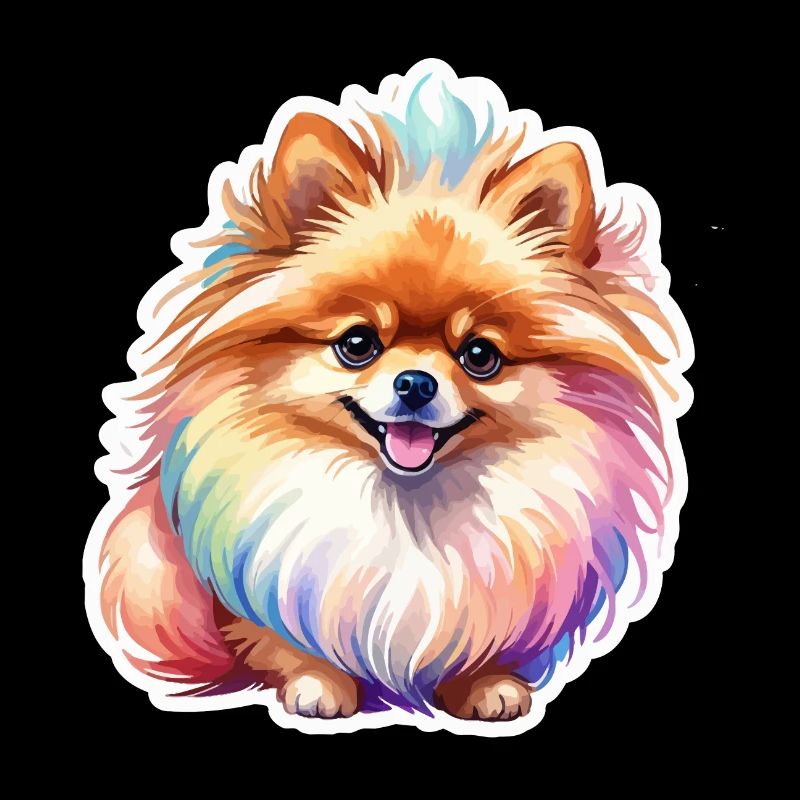 Pomeranian Zwergspitz Wasserfarben