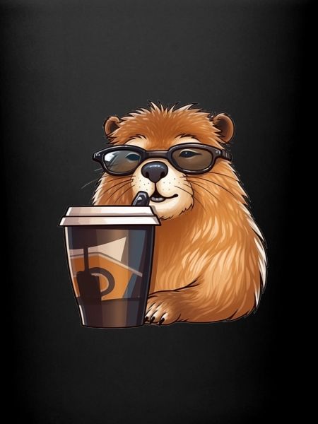 Capibara drinks coffee