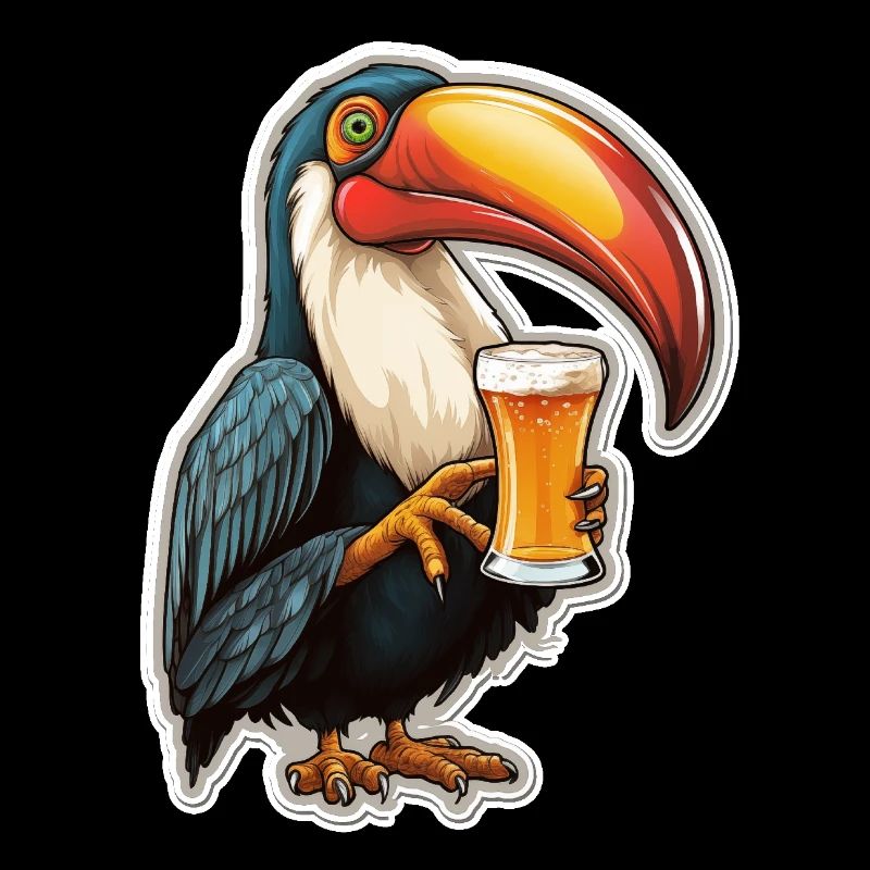 Tukan trinkt Bier Partyvogel