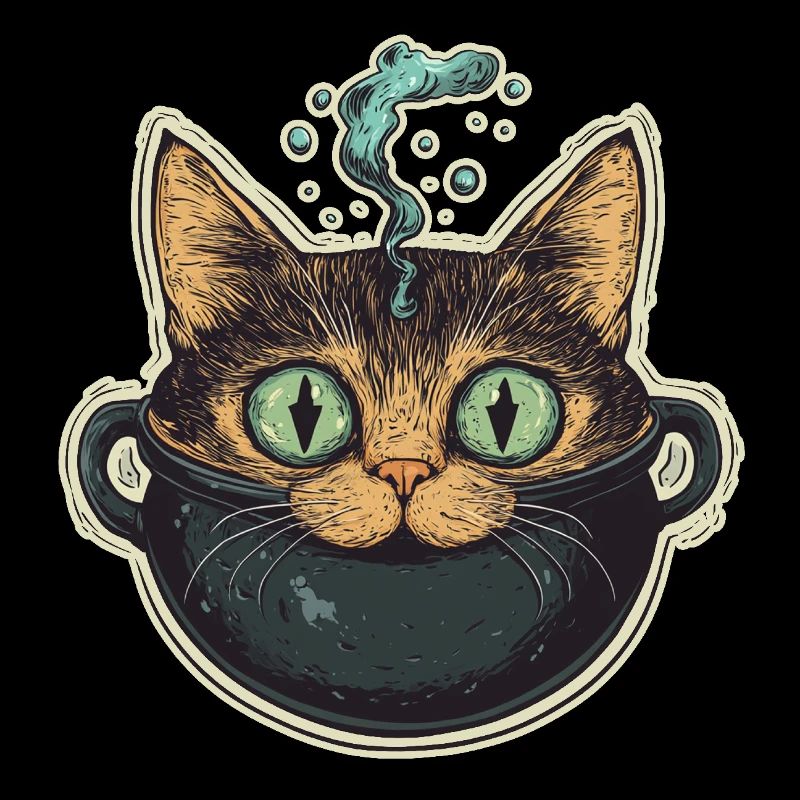 Chat Chaudron Chat Sorcière Halloween