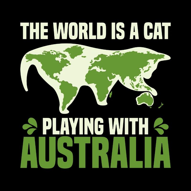 Cat Play ball World Map Continents Meme Gift