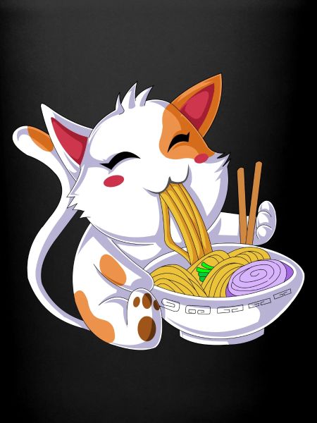 Ramen mangeant des chats