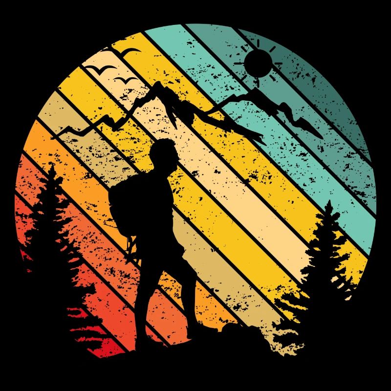 Hiking Retro Sunset