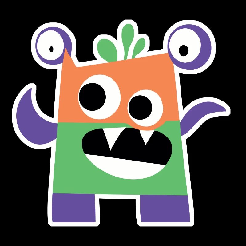 Monstre Bloc Coloré | Chibi géométrique drôle