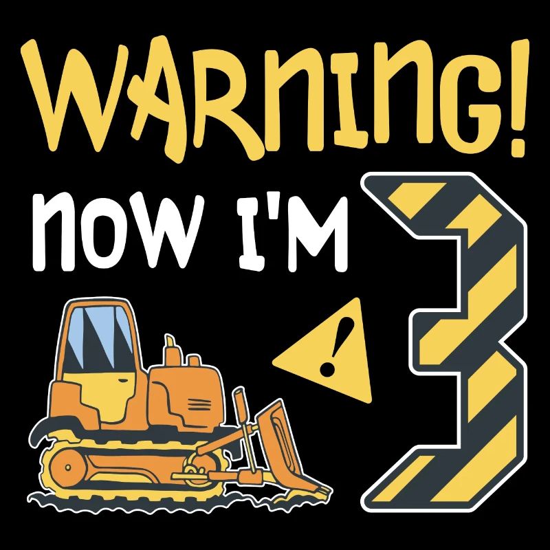 Bulldozer Birthday 3 years Young construction workers