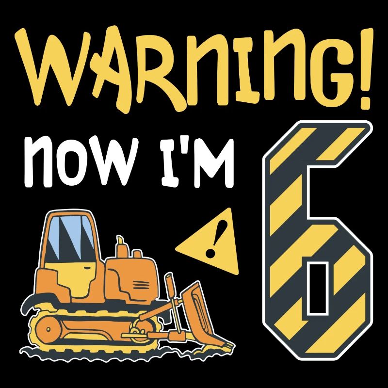 Bulldozer Birthday 6 years Young construction workers