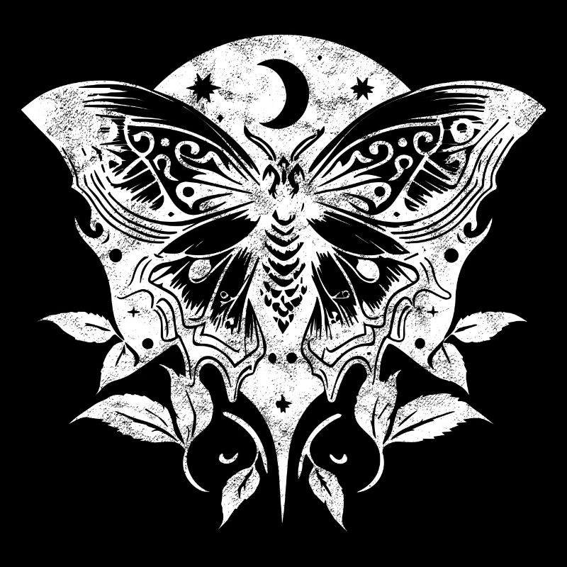 Papillon de nuit, Papillon de nuit, Lune, Vignes, Gothique, Wicca