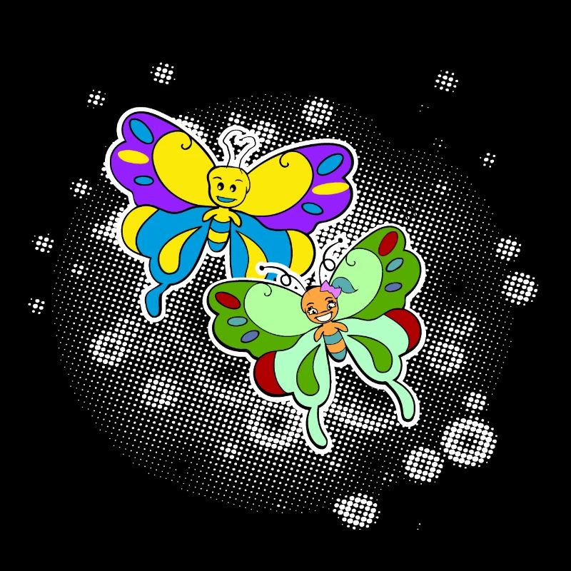 Two butterflies with pixel cloud