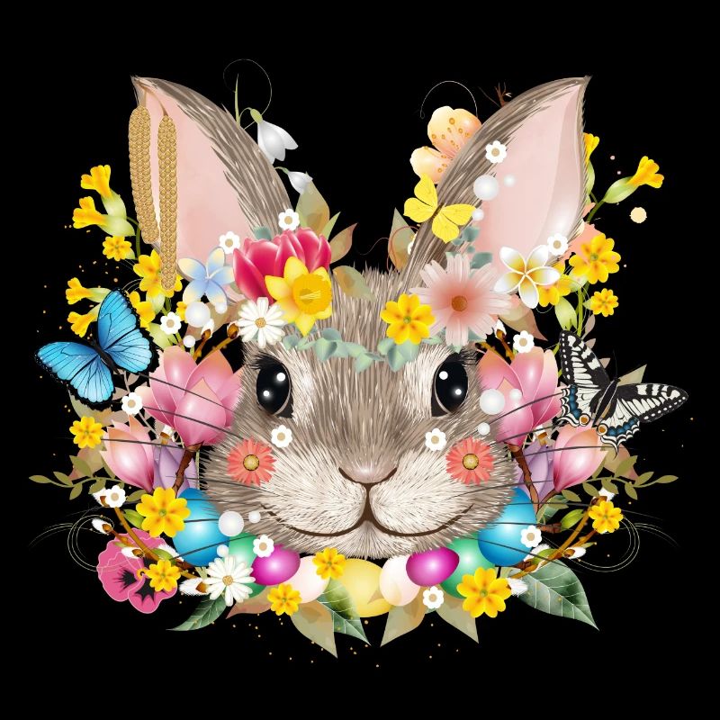 Des lapins dans une ambiance printanière de Pâques