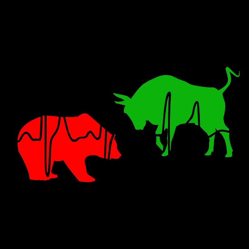 Bull and bear - pulse. Red Green