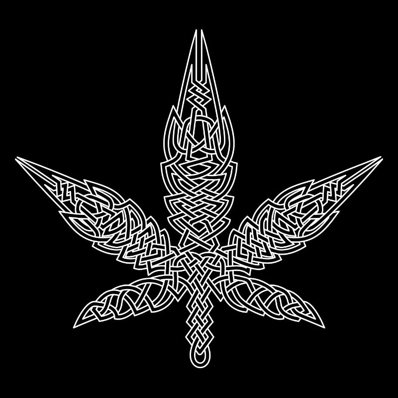 Celtic knot cannabis leaf white