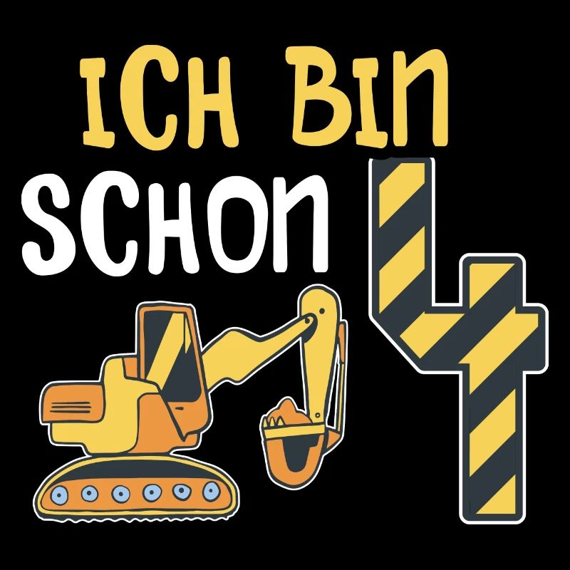 Baggerfahrer 4. Geburtstag Kinder 4 Jahre Bagger