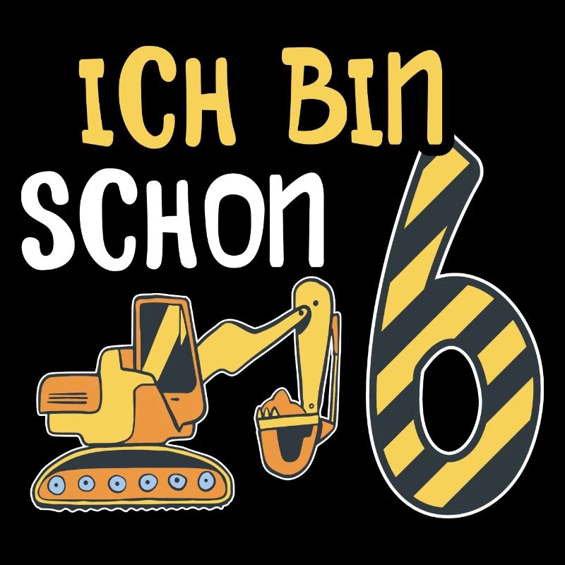 Baggerfahrer 6. Geburtstag Kinder 6 Jahre Bagger