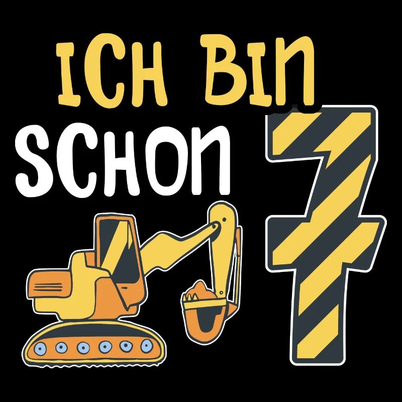 Baggerfahrer 7. Geburtstag Kinder 7 Jahre Bagger