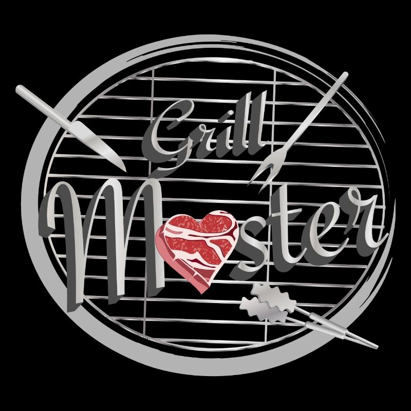 Ein Grill mit Grillbesteck und Fleisch in Herzform