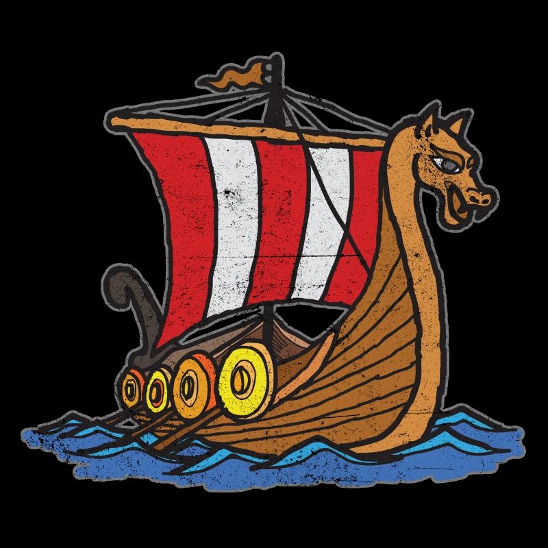 Handgemaltes Wikinger Boot Schiff