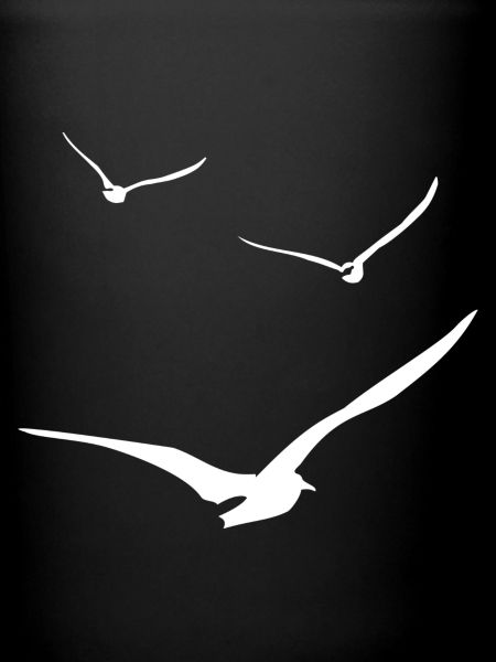 Silhouettes d'oiseaux en vol noir et blanc