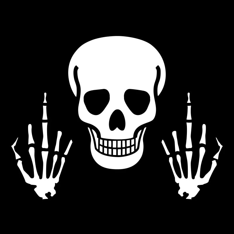 Totenkopf mit Mittelfinger, zweifarbig