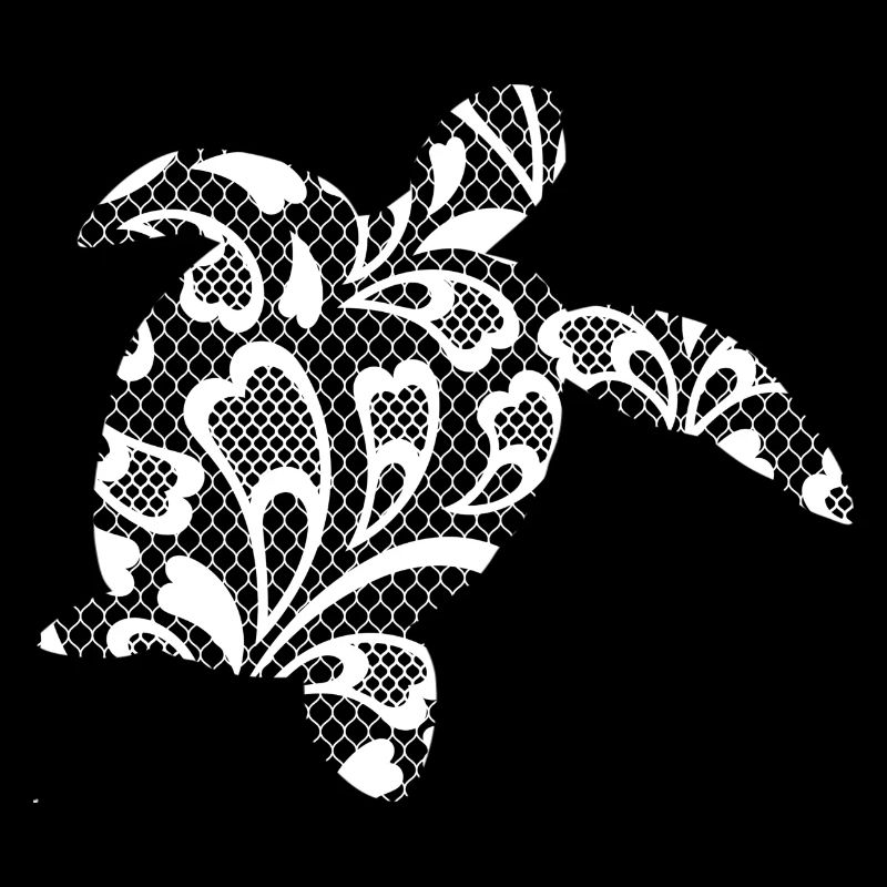 Sea turtle in white lace.