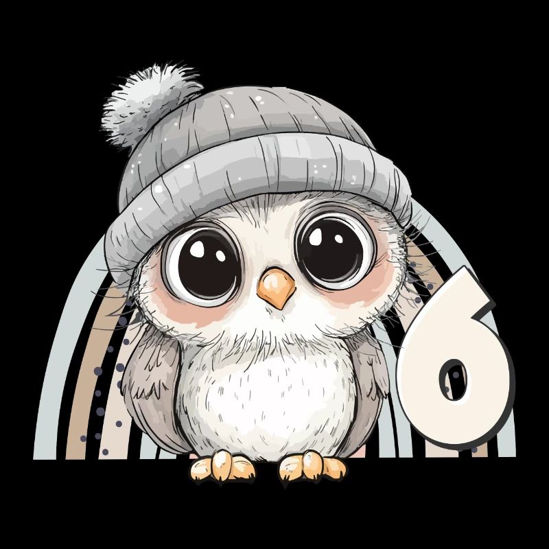 6. Geburtstag Eule Regenbogen Süß Niedlich