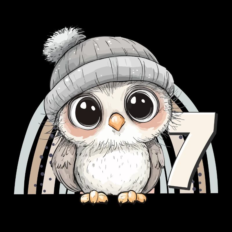 7. Geburtstag Eule Regenbogen Süß Niedlich