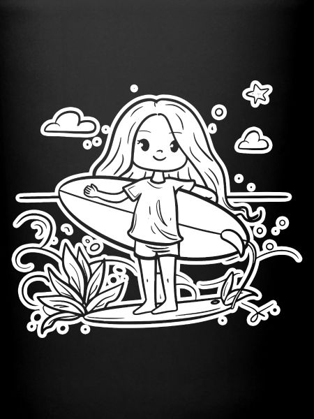 Surfeuse fille dessin animé