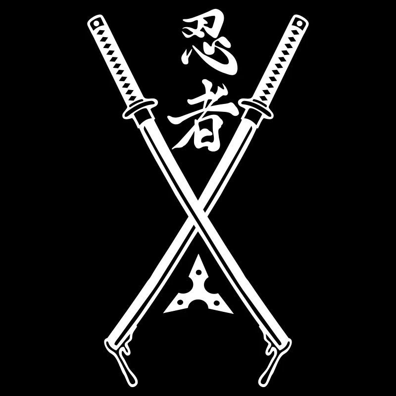 Caractère Kanji Ninja avec épées et étoile