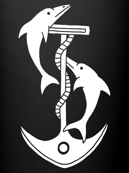 Ancre et dauphins (blanc)