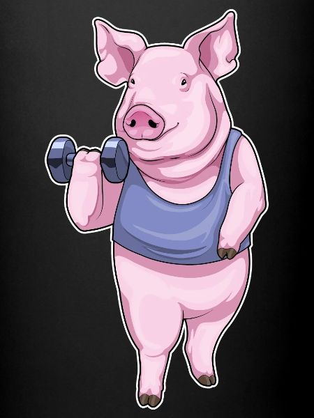Bodybuilder cochon avec haltères