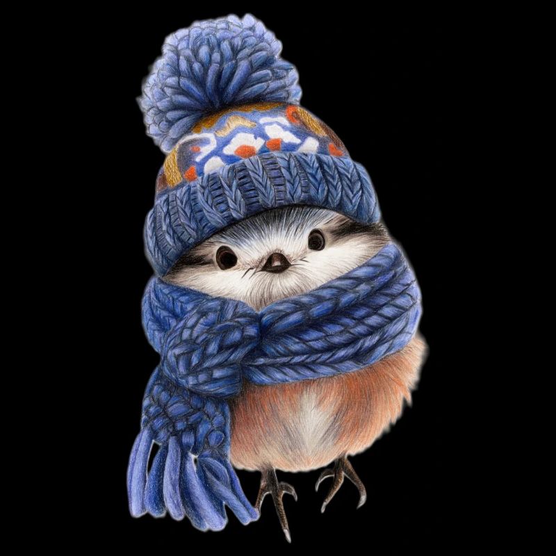Wintervogel mit Schal