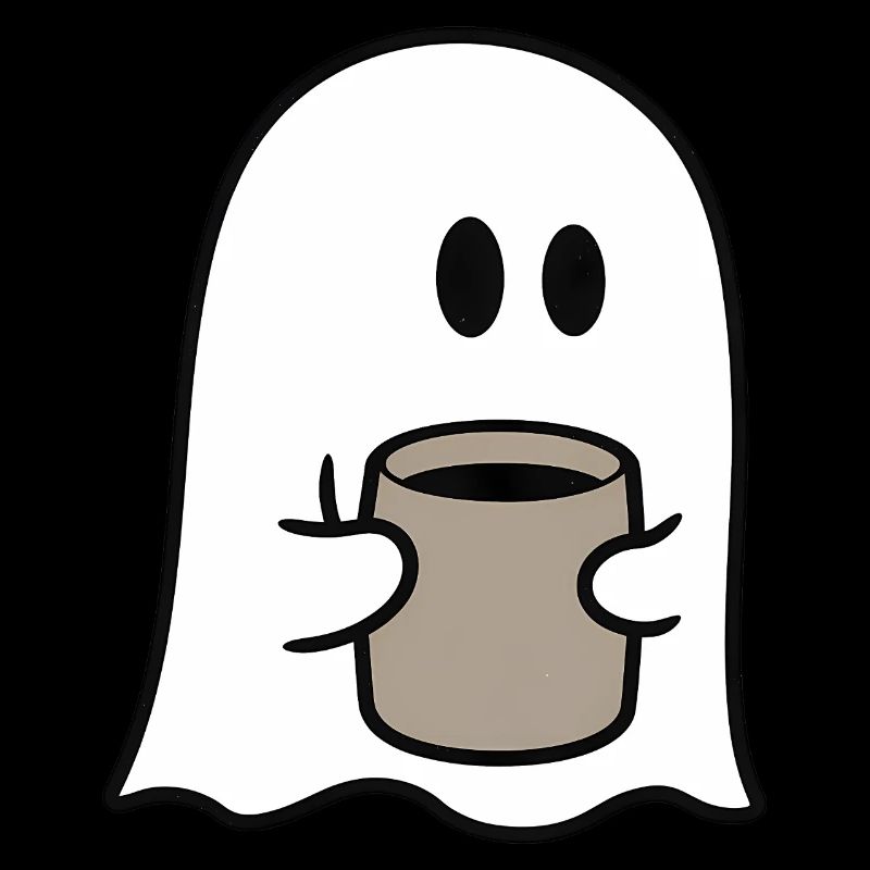 Fantôme mignon tenant du café