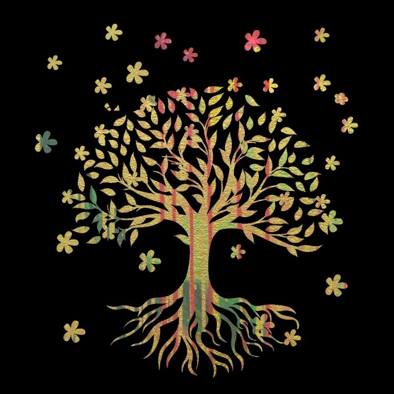 Arbre de Vie,Arbre de Vie,Fleurs,Or,Fleur