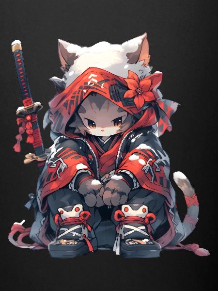 Cute Samurai Cat