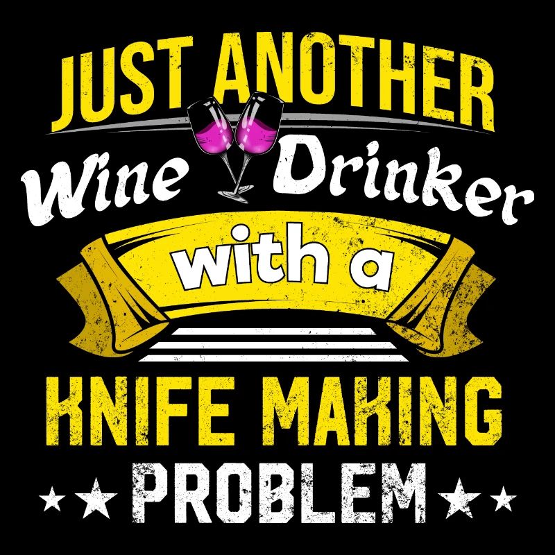 Weintrinker mit Messer, das Problem macht Weinlieb