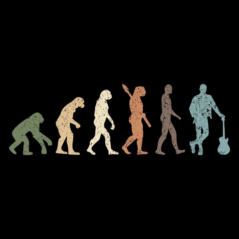 Funny Retro Evolution Of Man Guitar