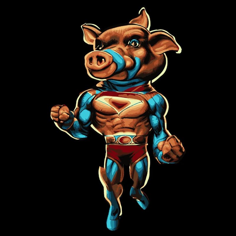 Superhero Pig - Comic Design eines Schweins