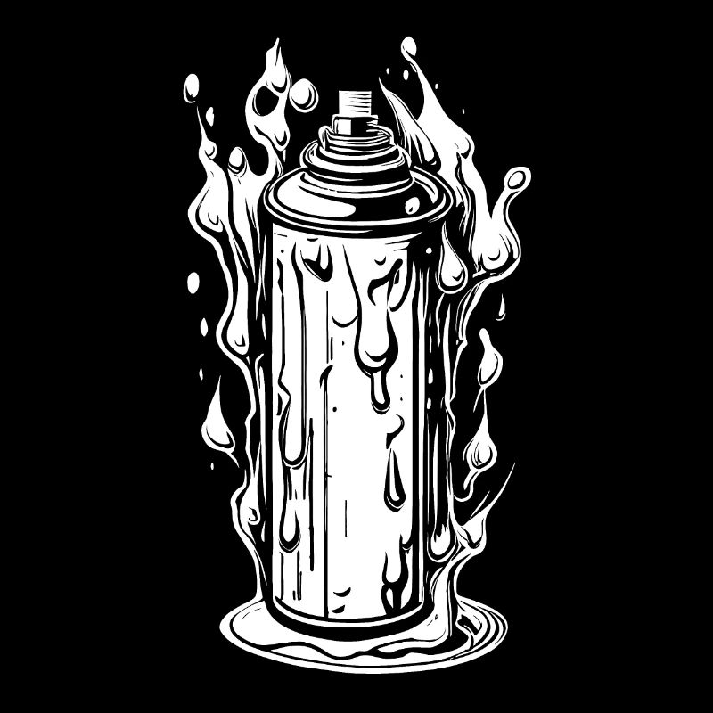 Comic Spray Can with Drops and Flames