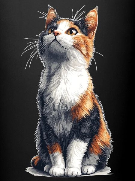Bunte sitzende Comic Katze
